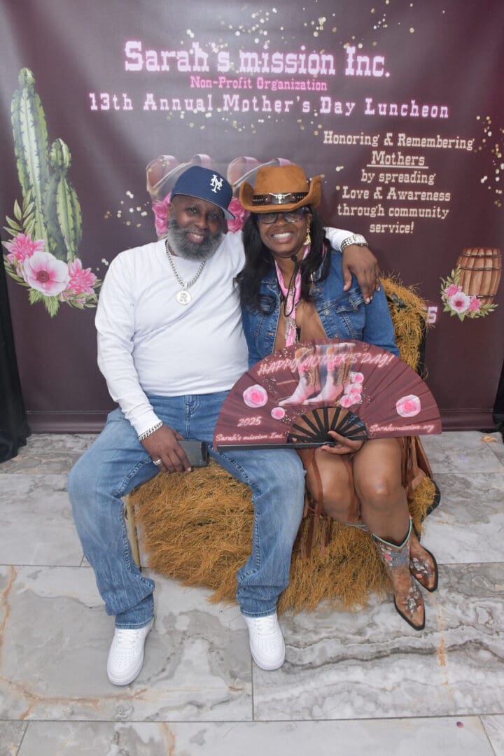 Couple posing at Mother's Day luncheon.